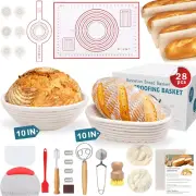 28 Pcs Sourdough Bread Baking Supplies, 10'' round & Oval Proofing Baskets