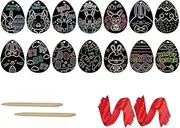 14pcs Hanging Scratch Paper Easter Egg Sketch Pads Kids Party Ornaments