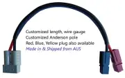 50A Anderson plug to 75A Anderson pole cable. Customized length & gauge.