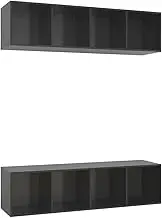Wall-Mounted TV Cabinets 2 pcs - High Gloss Grey Engineered Wood, Space-Saving TV Units for Living Room, Bedroom & Office, Modern & Durable Design