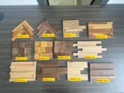 SAMPLES FEATURE WALL CLADDING 3D PANEL REAL WOOD RED OAK,WALNUT,OKAN 12 SAMPLES