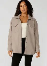 [Lorna Jane] Sunrise Shacket in Neutrals, Size - XS XS Bone Marl