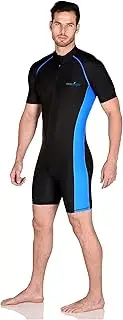 [EcoStinger] Men's One Piece Sunsuit Short Sleeves Swimsuit UV Protective Swimwear UPF50+ Black Blue