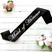 Black 'Maid of Honour' Party Sash