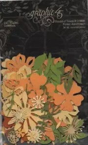Graphic 45 Flower Assortment, Shades of Yellow & Orange, 81 Pieces