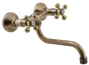 Kuchinox Elegant 'S' Type Antique Brass Bathroom Tap Kitchen Faucet Ancient Retro Heads
