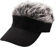 [yuksok] Novelty Visor with hair Cap with Peaked Wig Adjustable Baseball Hat