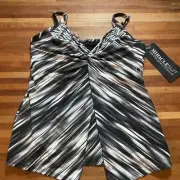 Miraclesuit Warp Speed Love Knot Top Black/White 14DD
