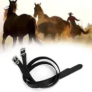 Yctze Black Stirrup Leathers Spur Straps Lengthen Pair with Stainless Steel Buckle Horse Riding Accessories for Toddlers, Kids, Children, English Equestrian, 50cm