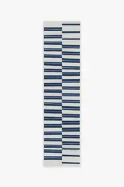 75' x 305' | Machine Washable Runner Rug | Kid & Pet Friendly | Indoor Rug | Offset Stripe Navy Outdoor Rug | Ruggable