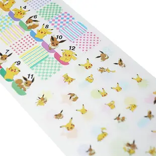 小禮堂 神奇寶貝 日製 造型年曆貼紙 手帳貼紙 標記貼紙 透明貼紙 (黃 數字)