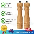 Set of 2 Bamboo Salt and Pepper Grinders Shakers Mills 22cm Manual Quality