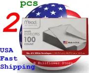 2 X Mead 75100 3 5/8 X 6.5 #6 100 piece/box white envelope with free trk#