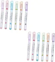 jojofuny 2sets Curvy Highlighter Marker Set for School Office Versatile Coloring Pens for Art Scrapbooking and Journaling Easy Grip Fun Design 6pcs*2