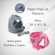 Pink Dog Harness Grey Cat Pet Plus Leash X-Small - X-Large Bundle Of 2