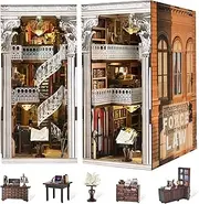 Book Nook Kit, DIY Dollhouse Booknook, Book Nook Miniature Kit for Bookshelf Insert Decor Crafts for Adults Teen Halloween, 3D Wooden Puzzle with Led Light (Law Library)