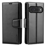 ZUSLAB for Google Pixel 9 / Pixel 9 Pro Case, Hanman Leather Wallet Card Holder Cover - Black