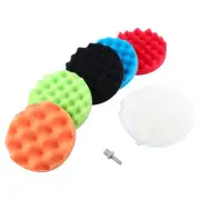 ˇ7Pcs 6 Sponge Polishing Waxing Buffing Pads Kit Car Polisher Drill Adapter