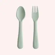 Fork & Spoon Set - Sage by Mushie | the memo