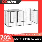 dog kennel outdoor play area black steel large 220x110x110 cm 2199