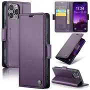 CaseMe iPhone 15 Pro Max Folio Wallet Case Cover Apple Side Closure ProMax [Purple]