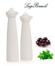OIL & VINEGAR SET WITH LIDS STOPPER LUIGI BORMIOLI MICHELANGELO WHITE BONE CHINA