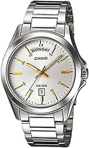 [Casio] MTP1370D-7A2 Analog Silver Strap Unisex Adult Watch, White Dial, 45 × 39.8 × 8.8 mm