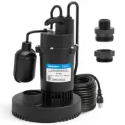 1/3 HP Sump Pump, 3040 GPH Submersible Clean/Dirty Water Pump with Automatic ...