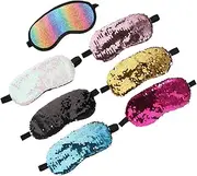 HAMPPLIES 7Pcs Sequin Sleep Masks Eye Cover for Travel Home and Party Use Lightweight and Soft Material for Relaxing and Blocking Light
