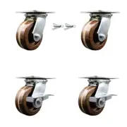 5 Inch High Temp Phenolic Swivel Caster Set 2 Swivel Locks 2 Brakes SCC