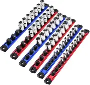 Durable Aluminum Alloy Magnetic Socket Holder Set - Organize 1/4, 3/8, 1/2 In.