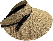 [HAMKVBPR] Women Visor Hat Female Side Bow Hollow Top Summer Outing Sun Outdoor Leisure Sun Hat Summer Outdoor
