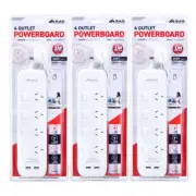 3Pcs Power Board USB Charger 4 Way Surge Protector w/ 1M Cable 2 USB Ports Set
