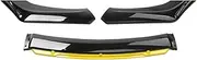 3PCS Car Front Bumper Lip Body Kit Spoiler Splitter Carbon Fibe Decorative Strip Bumper Canard Lip Splitter Universal(Bright Black Yellow)