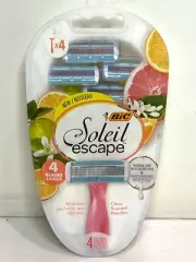 Bic Soleil Escape Citrus Scented Handles Coconut Milk moisture Strip 4 Razors