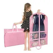 Dance Costume Bags Garment Bag 40 Inch Hanging Clothes for Dance Competitions, with 3 Medium Clear Zipper Pockets for Dance Costumes, Closet Storage