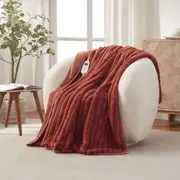 Dreamaker Chunky Embossed Fleece Heated Throw Rust - 130 x 160cm