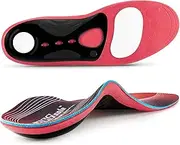 PCSsole High Arch Support Insoles, Plantar Fasciitis Inserts Flat Feet Orthotic Insoles Men for Feet Pain, Fallen Arch, Over Pronation, Metatarsalgia, 320-red, L:Men(10-11.5)30cm
