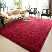 Chicrug Wine Red Fluffy Area Rugs for Living Room Bedroom,4x6 Feet Large Area...