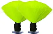 Helmet Decoration, 2PCS Fluorescent Green PVC Motorcycle Helmet Accessories Pigtails with Suction Cup for Ski Snowboard Bikes Decoration
