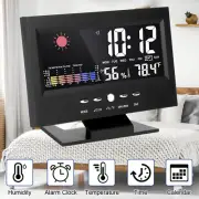 Desk Digital Alarm Clock Weather Thermometer LED Temperature Humidity Monitor