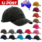 Casual Cotton Adjustable Baseball Cap Men Plain Washed Cap Solid Color Sport Hat