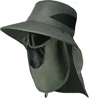 [Generic] Women Cowboy Hat Brim Bucket Hat Foldable Outdoor Baseball Cap with Shawl Gardening Hat Men Big Head