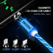 LED Magnetic USB Charging Cable – Compatible with Apple, Micro, & Type-C