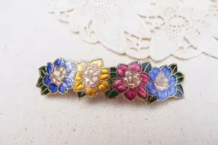 80s Sweet Vintage Cloisonné Enamel colorful floral hair clips hair accessories