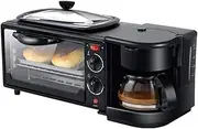 Toaster Oven Mini Oven Breakfast Machine Multifunctional Household Three in one Coffee Machine 9L Capacity 30 Minute Timer 100-230°C Temperature Control Commercial Kitchen Black Halogen ove/13310