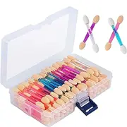 Cuttte 120PCS Disposable Dual Sides Eye Shadow Sponge Applicators with Container, 4 Colors Eyeshadow Brushes Makeup Applicator