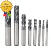 CNC End Mill Set, Carbide Tungsten Steel 4 Fultes Milling Cutter, Router Bits
