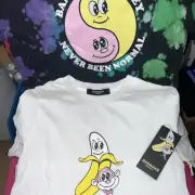 2 Bananas Monkey Tee Shirts Youth Size M & L Black Tie-Dye & White