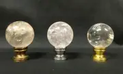 Lamp Finial-ROCK QUARTZ CRYSTAL SPHERE On Pedestal Base In AB, PB or CH (1 PC.)
